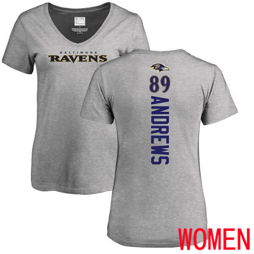 Baltimore Ravens Ash Women Mark Andrews Backer V-Neck NFL Football #89 T Shirt->nfl t-shirts->Sports Accessory